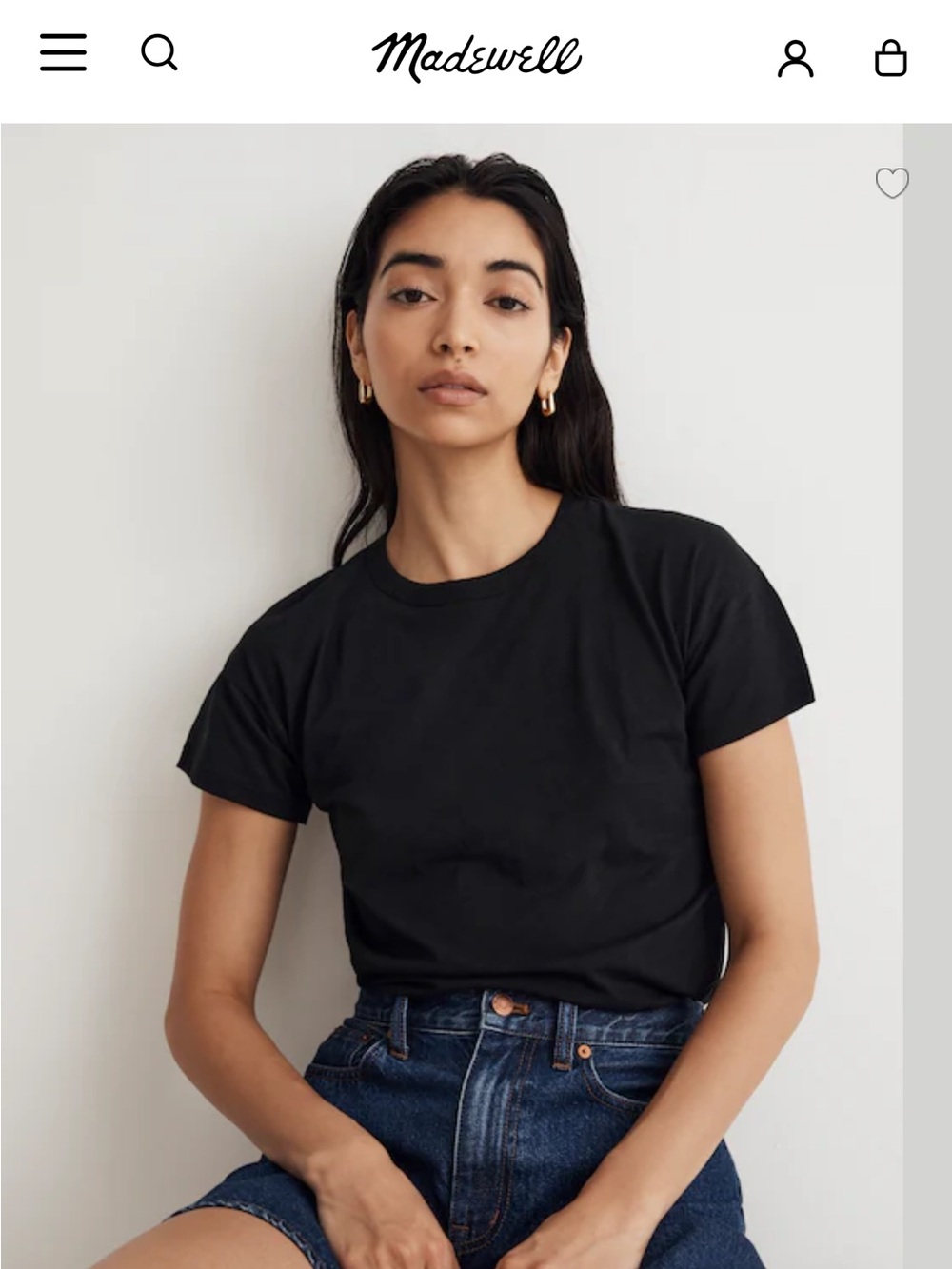 Madewell Whisper Crew Neck Tee - Black XS